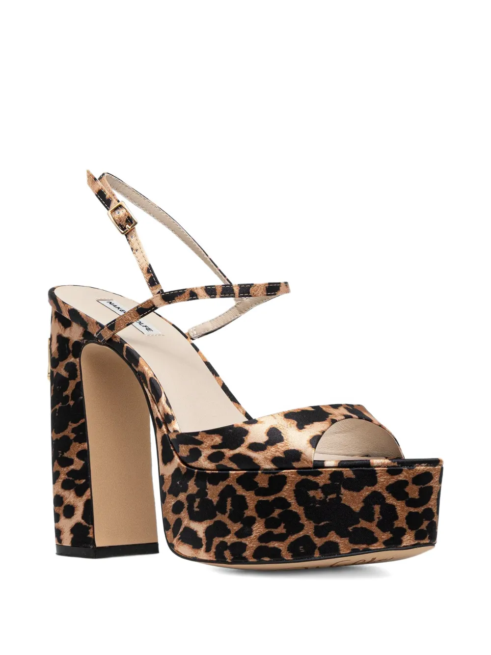 NAKED WOLFE 130 mm Fire sandalen met luipaardprint en plateauzool Zwart