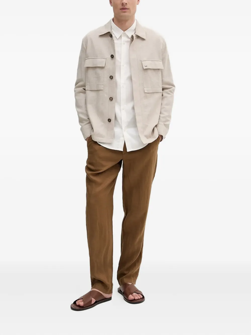 Michael Kors Button-fastening Pocket Shirt Jacket In Neutral