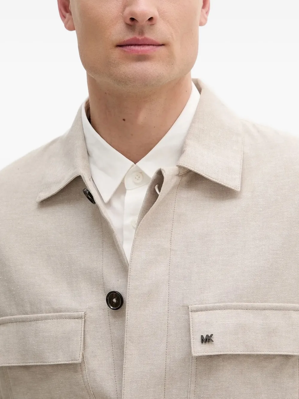 Michael Kors Button-fastening Pocket Shirt Jacket In Neutral