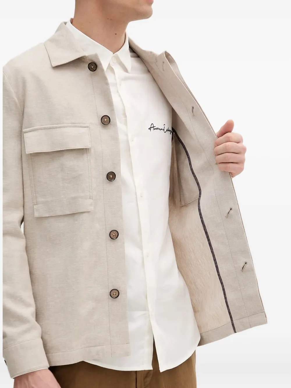 Michael Kors Button-fastening Pocket Shirt Jacket In Neutral