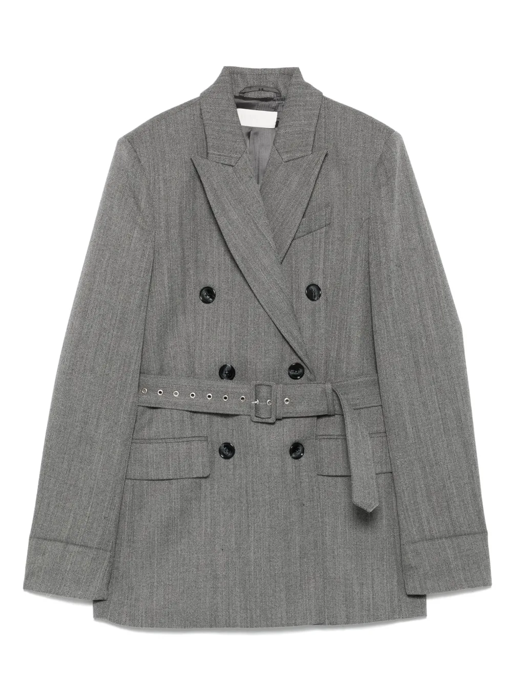 belted double-breasted blazer