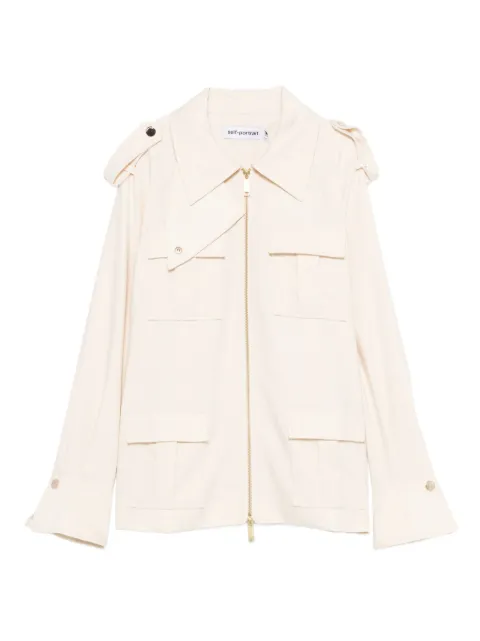 Self-Portrait belted twill jacket