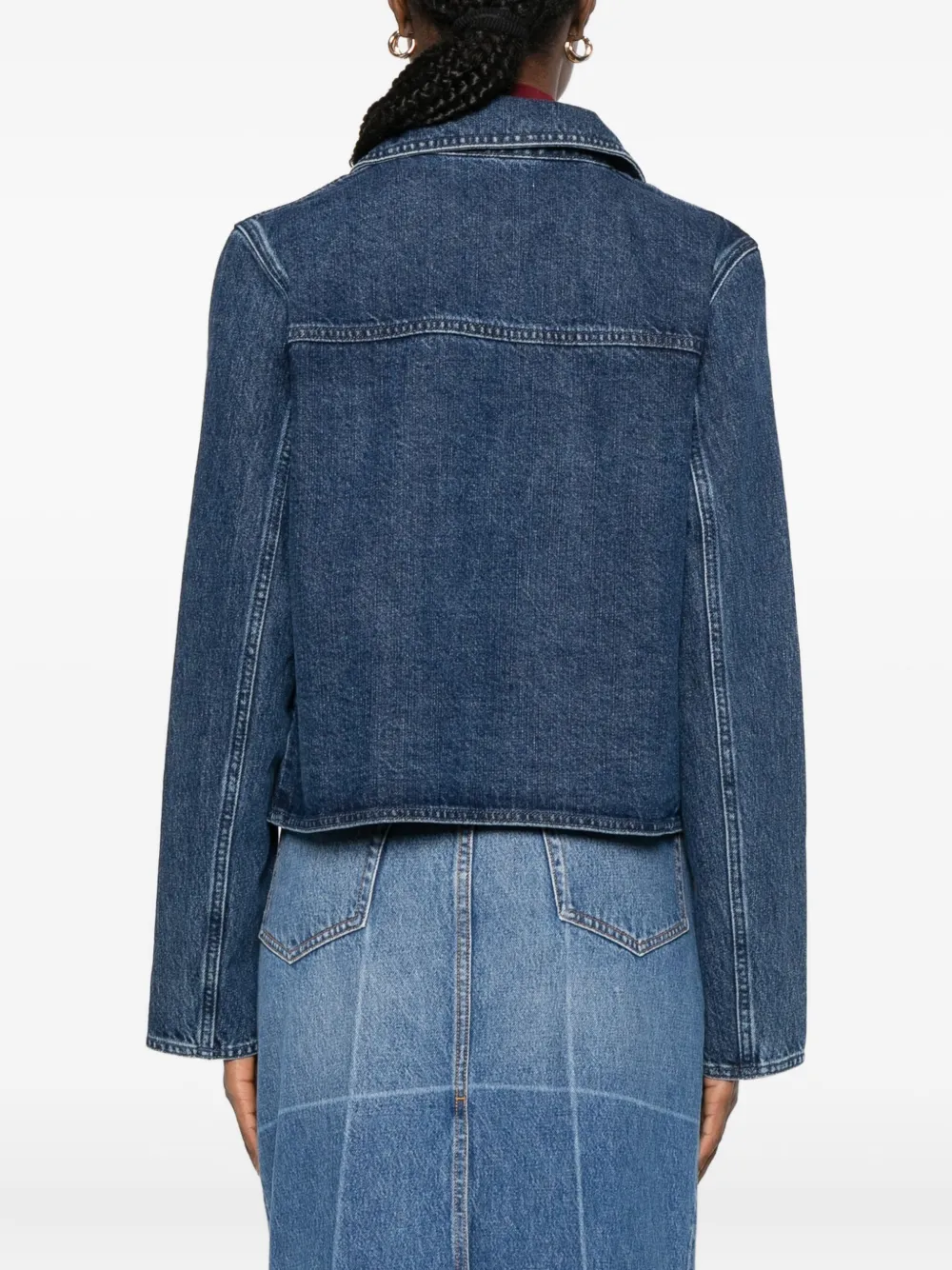 Self-portrait Double-breasted Denim Jacket In Brown