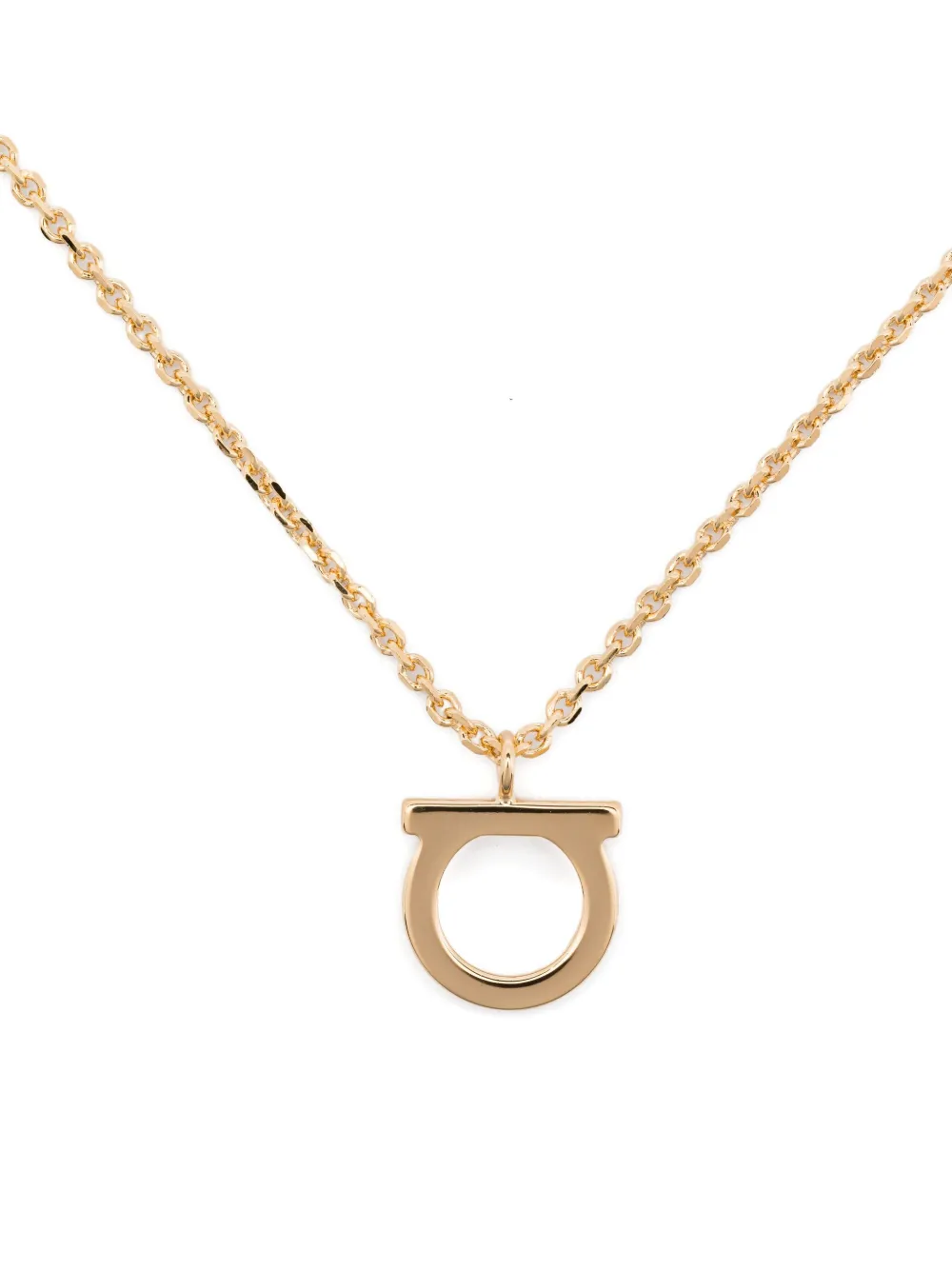 Ferragamo Gancini-pendant Chain-link Necklace In Gold