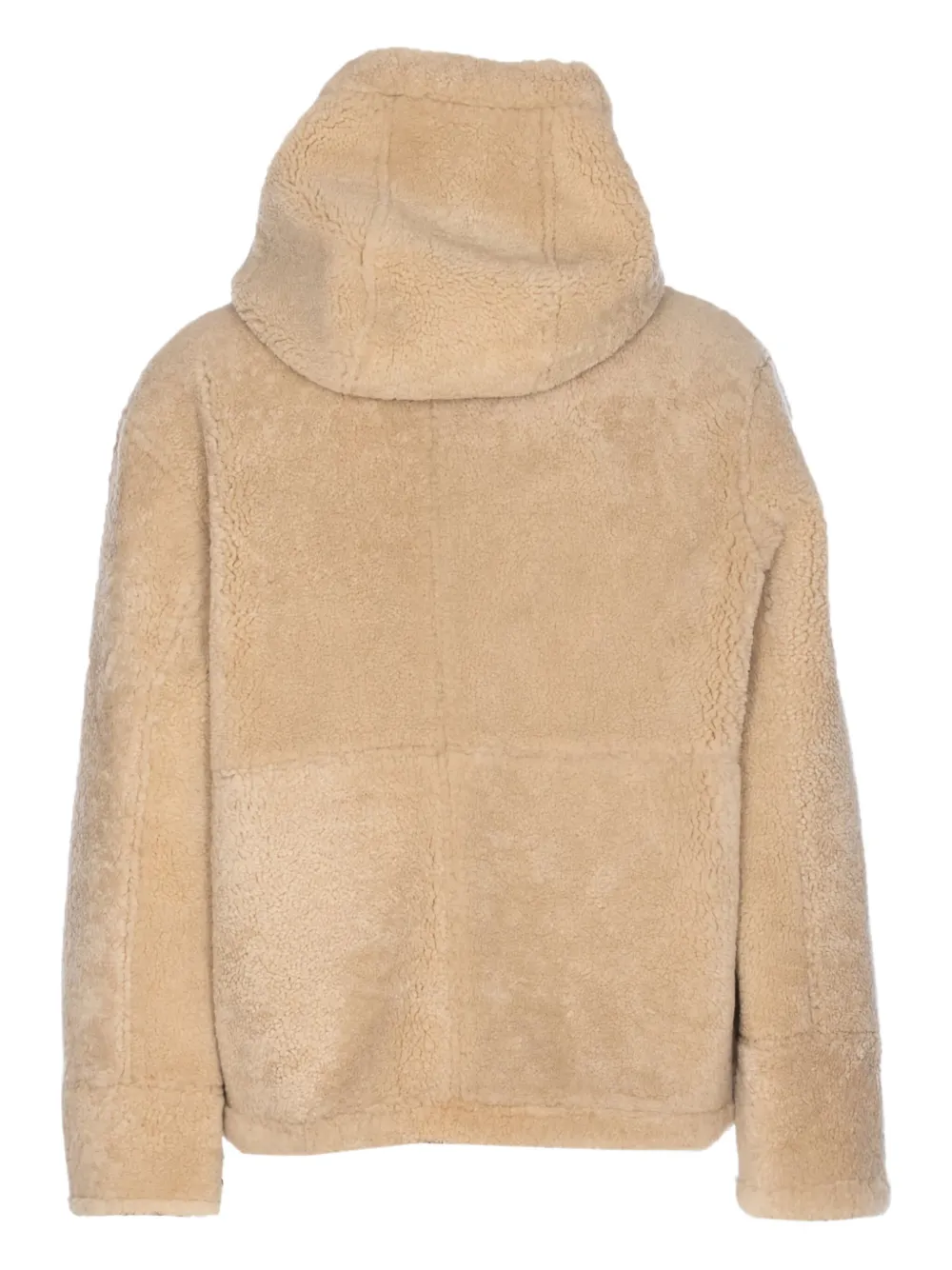 YVES SALOMON HOMME Omkeerbare lammy coat met capuchon Beige