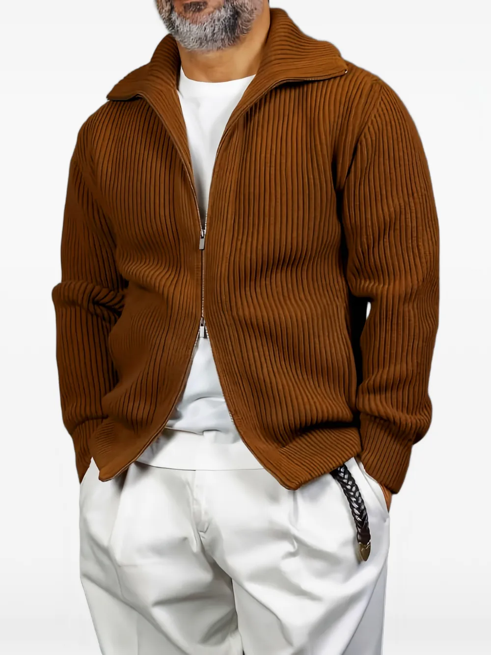 Altea ribbed zip jacket | Brown | Image 1