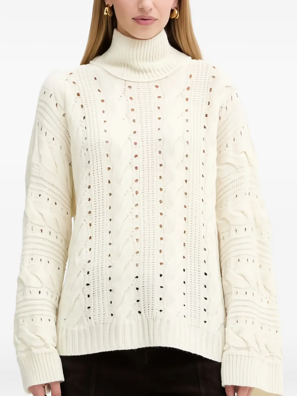 Twinset Cable-knit Turtleneck Sweater In Multi