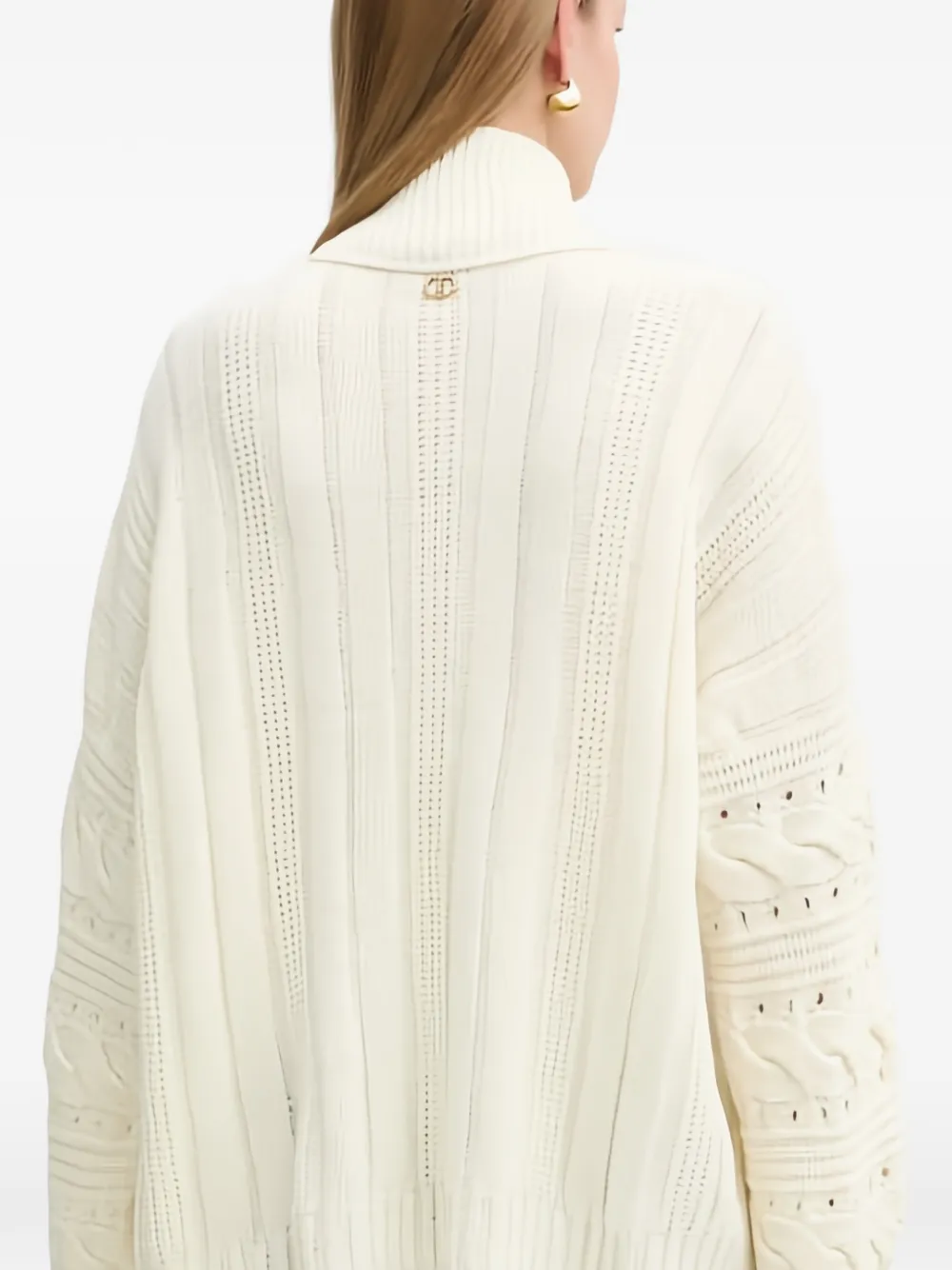 Twinset Cable-knit Turtleneck Sweater In Multi