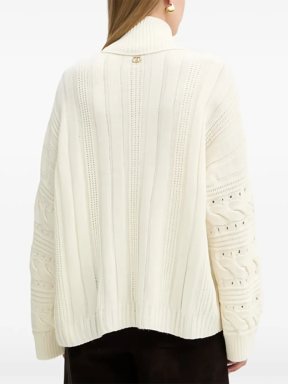 TWINSET cable-knit turtleneck sweater Beige