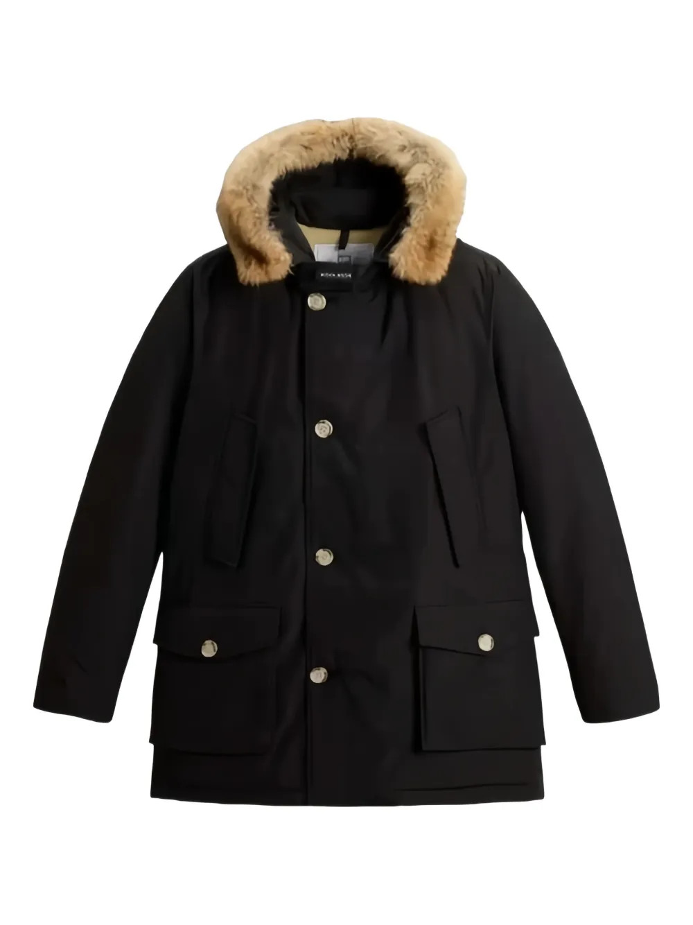 Woolrich fur-trimmed hooded coat Zwart
