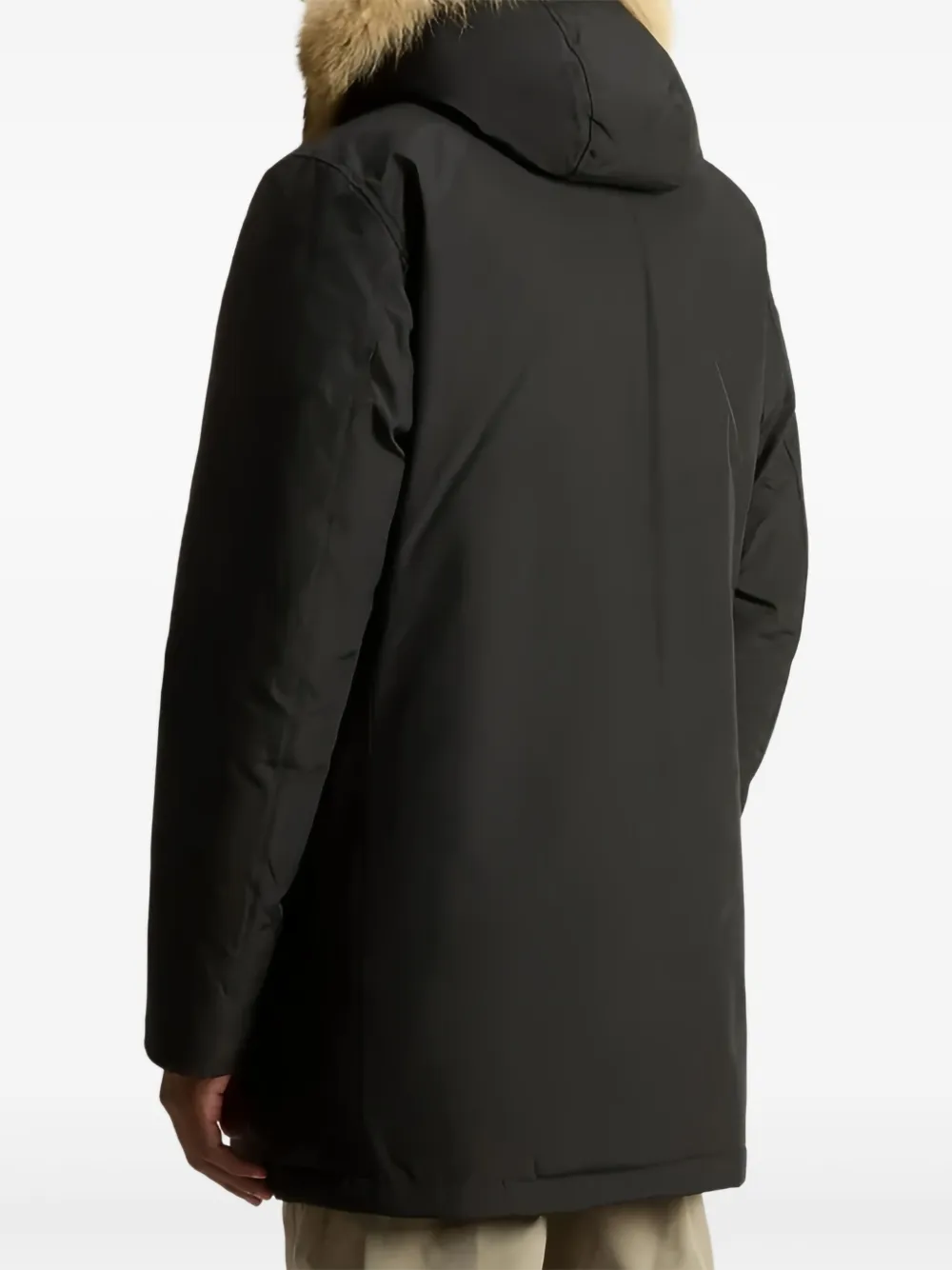 Woolrich fur-trimmed hooded coat Zwart