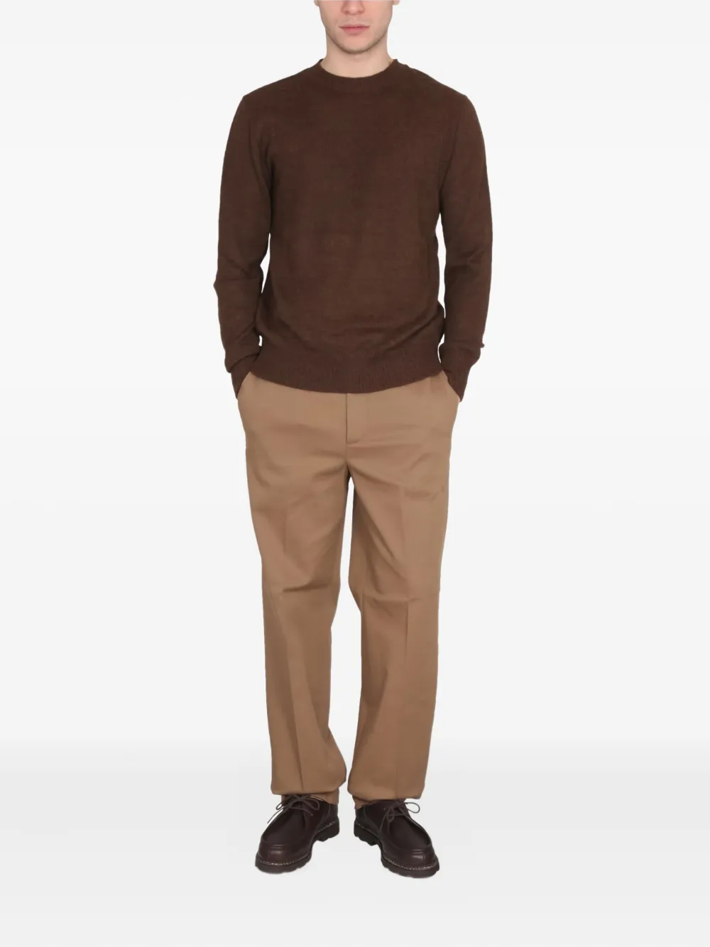 Department 5 cotton-blend straight-leg trousers Beige