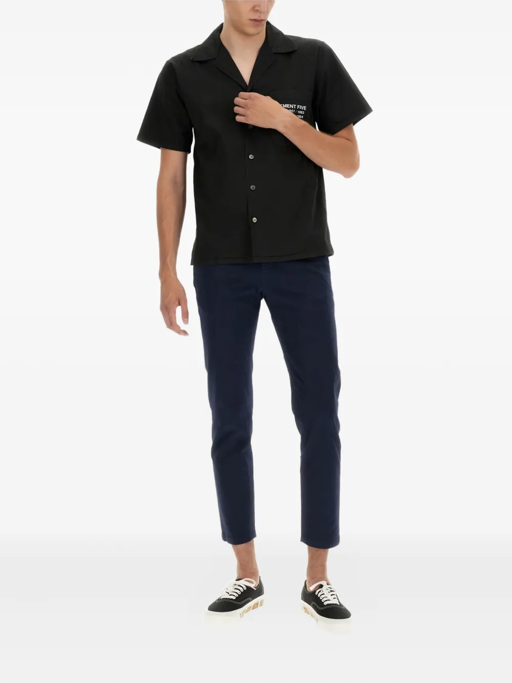 Department 5 pocket button shirt - Zwart
