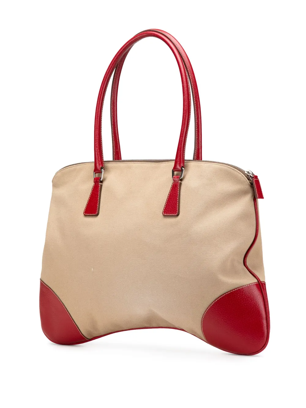 Pre-owned Prada 2000-2013 Cinghiale Trimmed Canvas Canapa Tote Bag