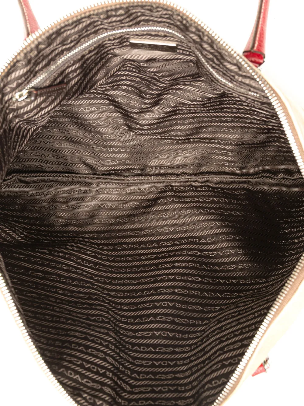 Pre-owned Prada 2000-2013 Cinghiale Trimmed Canvas Canapa Tote Bag