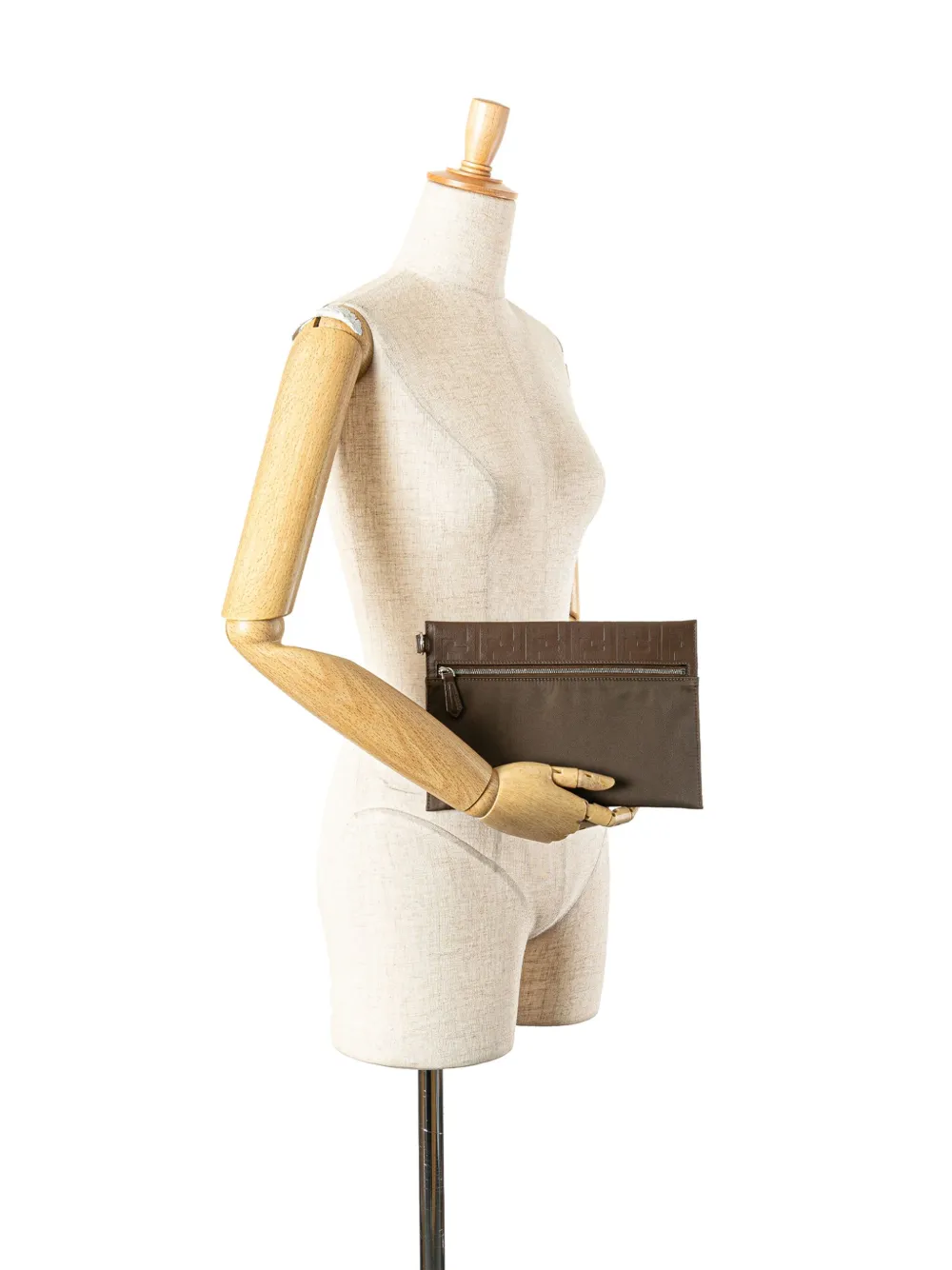 Fendi Pre-Owned 2010-2025 Zucca Embossed Leather and Nylon clutch bag | Pre-Owned | Image 2