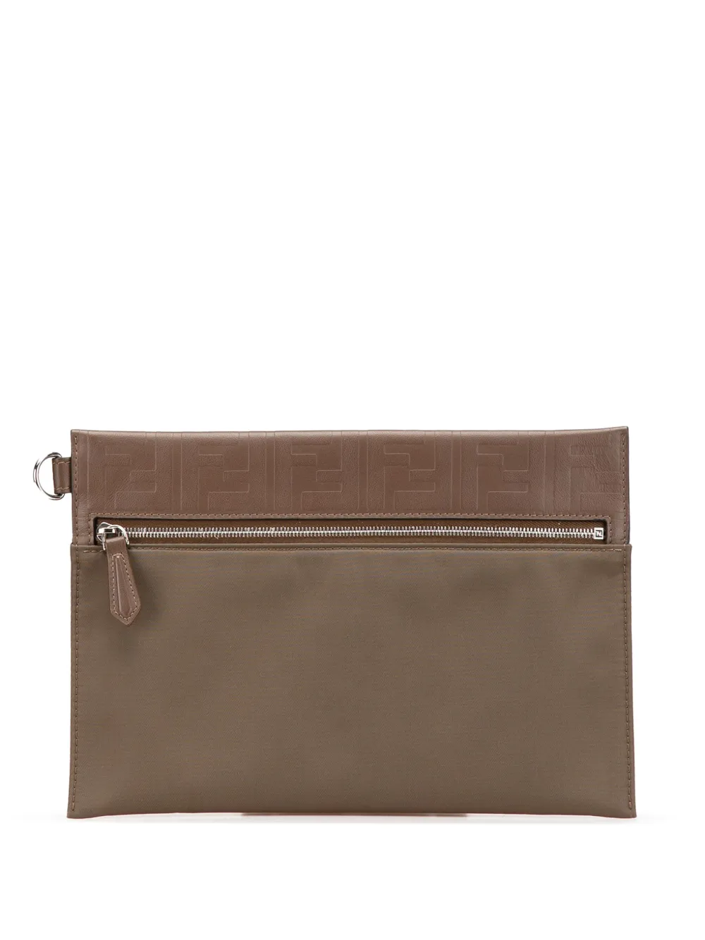 Fendi Pre-Owned 2010-2025 Zucca Embossed Leather and Nylon clutch bag | Brown | Image 1
