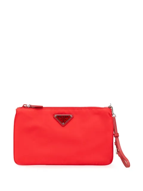 Prada Pre-Owned 2013-2024 Saffiano-Trimmed Tessuto Wristlet Zip pouch