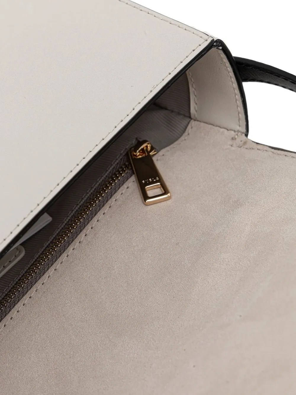 Furla mini Riva S leather strap crossbody bag Wit
