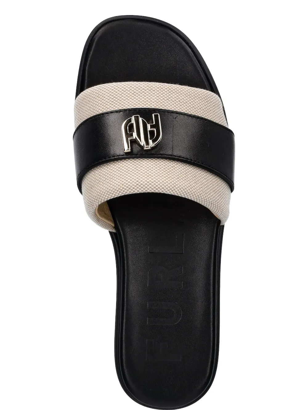 Furla logo-plaque leather slides Black