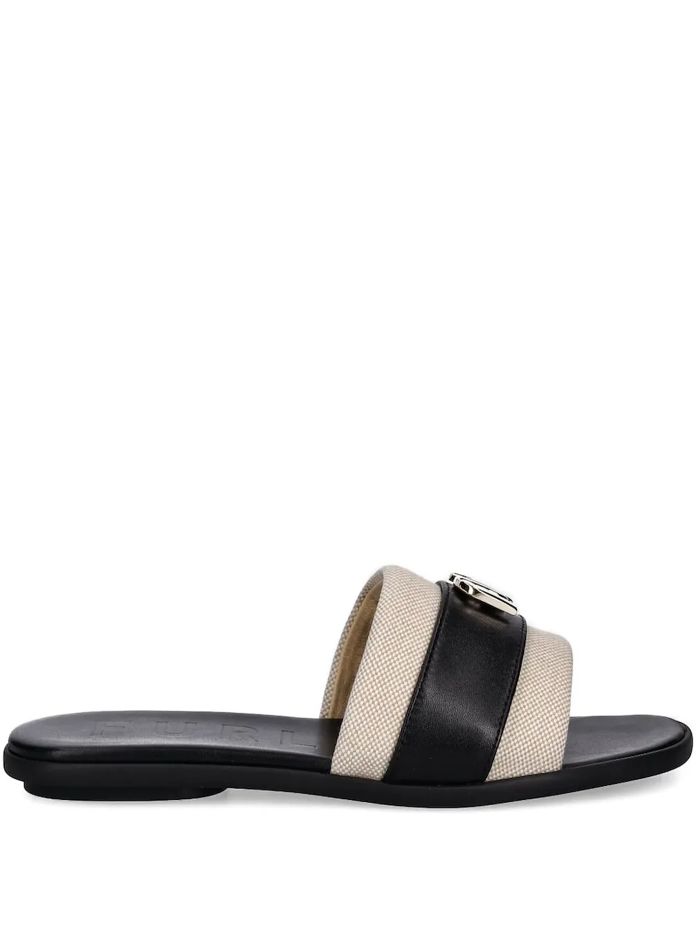 Furla logo-plaque leather slides Black