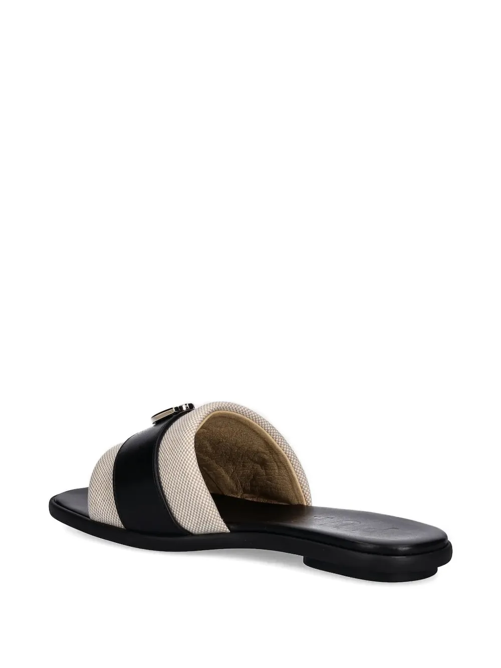 Furla logo-plaque leather slides Black