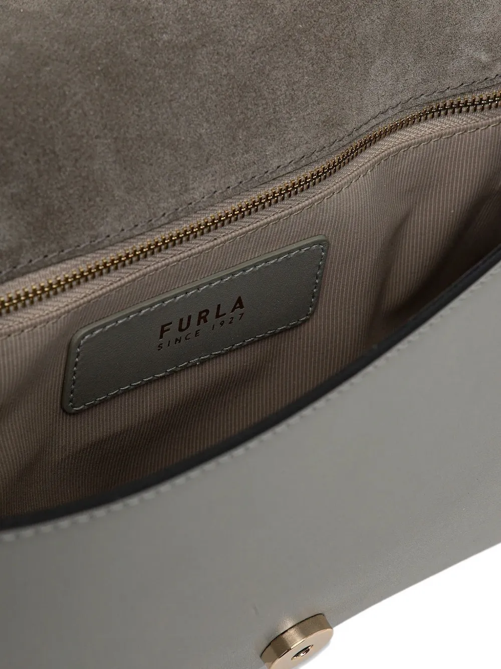 Furla mini Riva S leather-flap crossbody bag Grijs