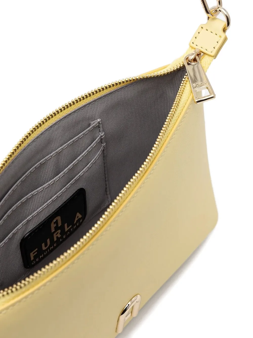Furla mini Diamante zip-top crossbody bag Geel