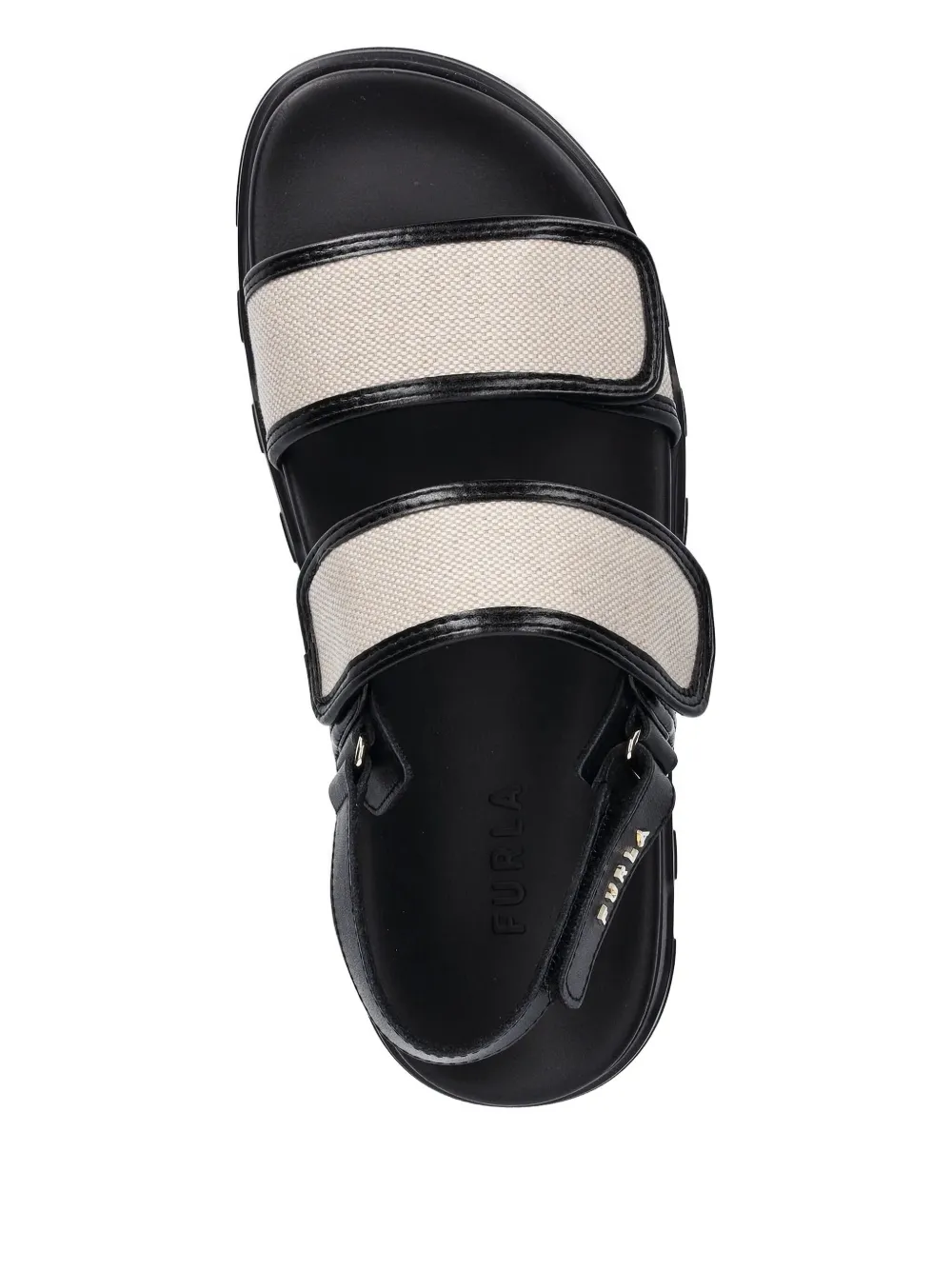 Furla Canvas sandalen met leren bandje Zwart