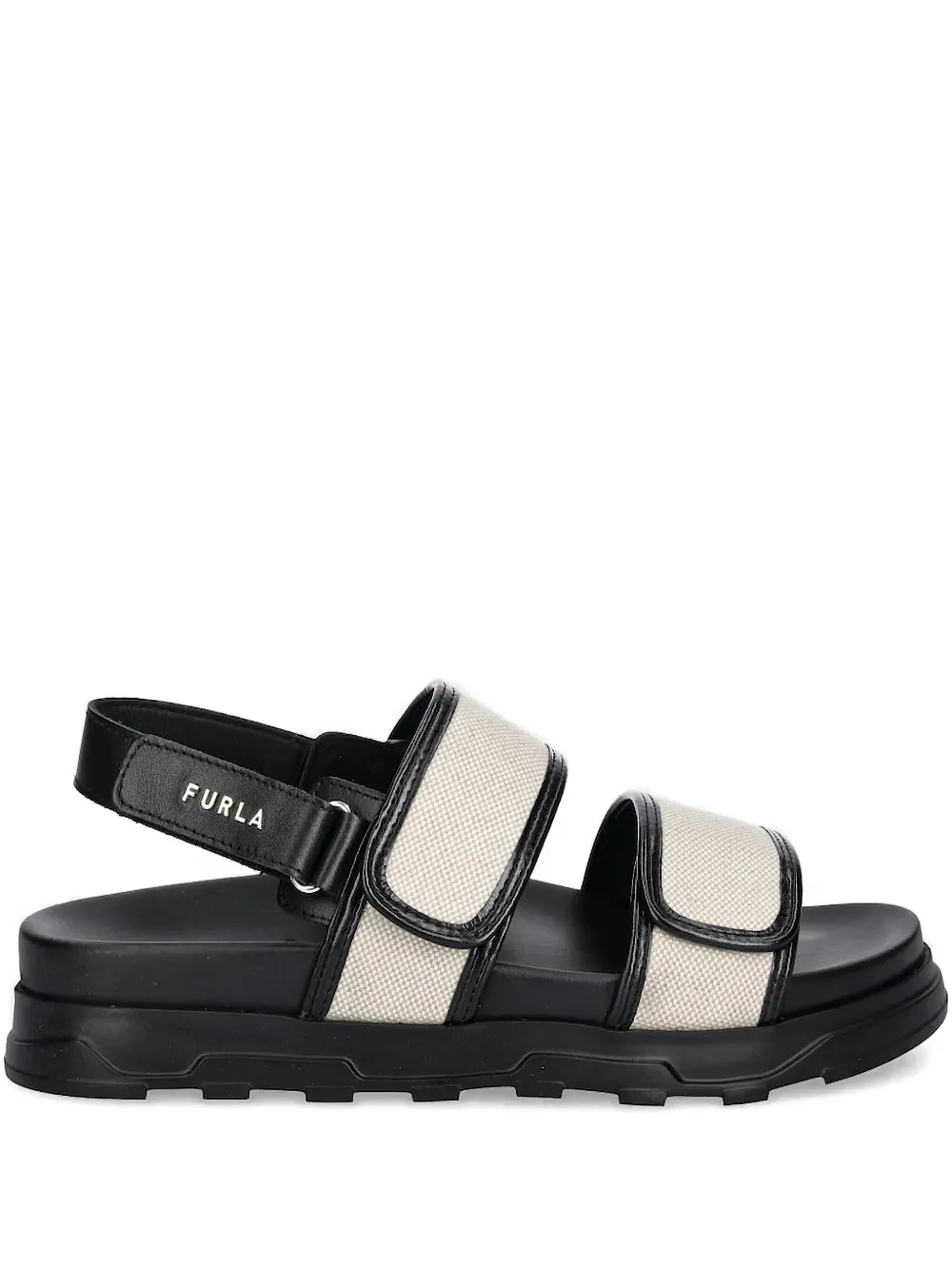 Furla Canvas sandalen met leren bandje Zwart