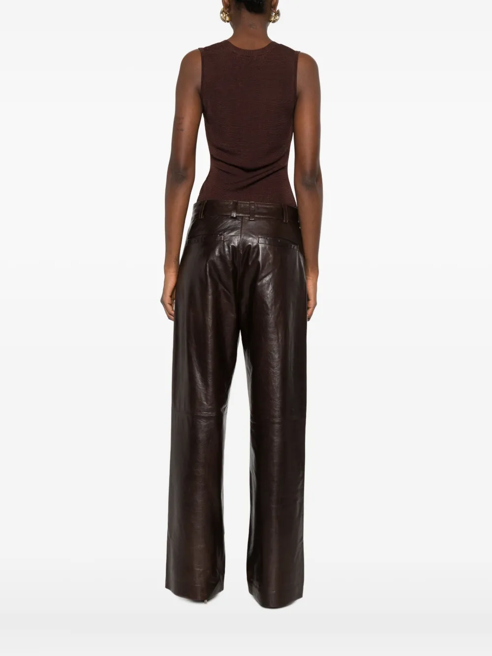 Entire Studios V-neck Sleeveless Bodysuit In Brown