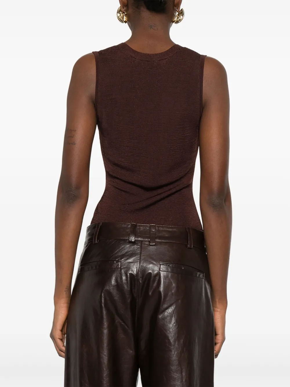 ENTIRE STUDIOS Mouwloze body met V-hals Bruin