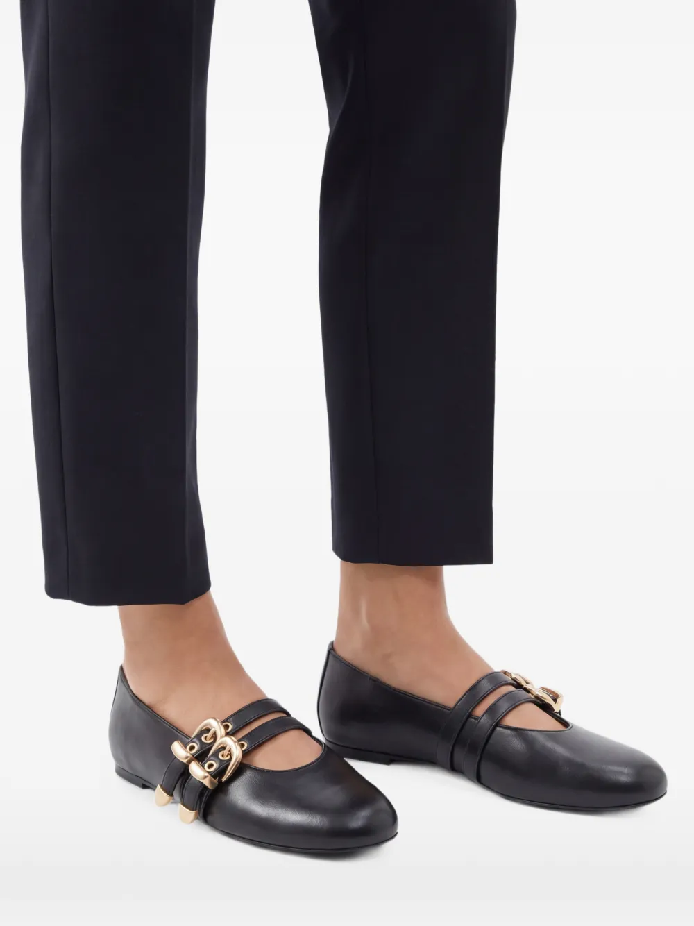 Stuart Weitzman Ballerina's met dubbele gesp Zwart