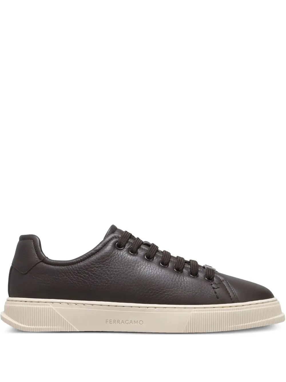 Ferragamo leather lace-up sneakers Brown