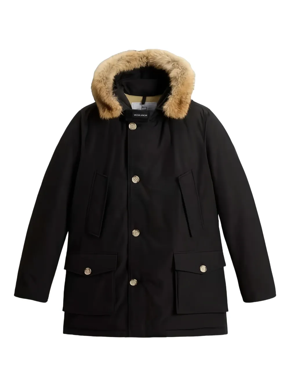 Woolrich fur-trimmed hooded coat Zwart