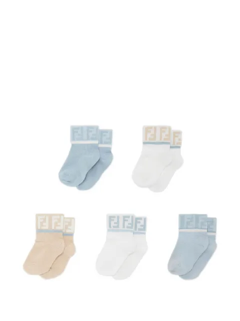 Fendi Kids logo-band ankle socks (pack of five)