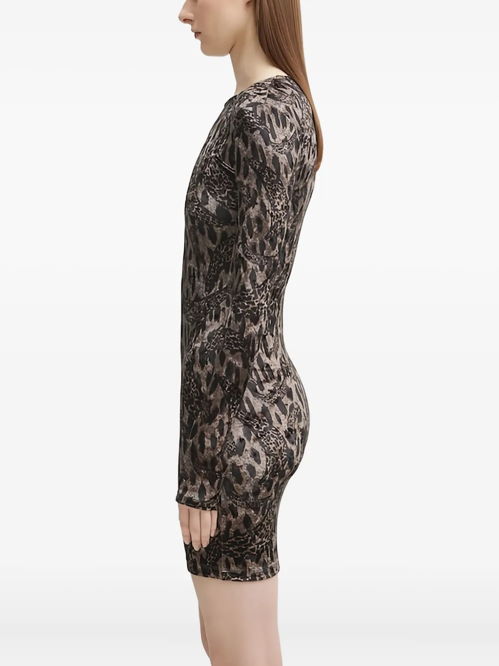 Fiorucci Mini-jurk met print en lange mouwen Bruin