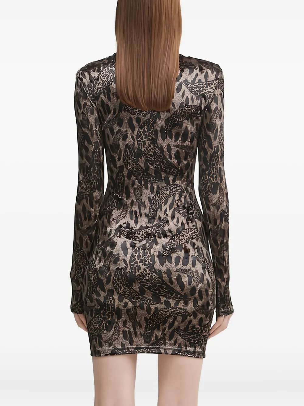 Fiorucci Mini-jurk met print en lange mouwen Bruin