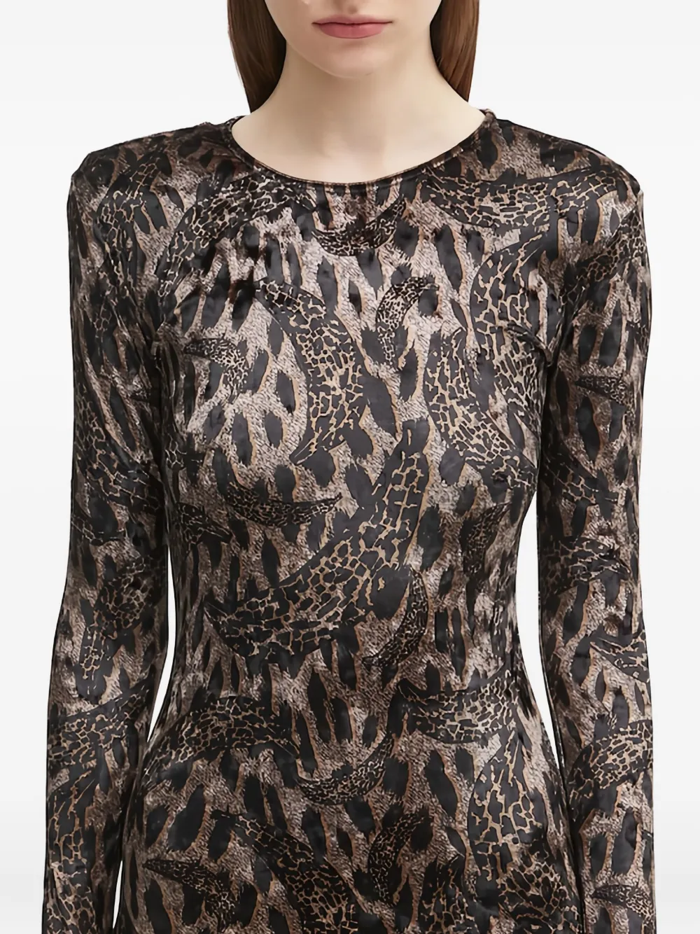 Fiorucci Mini-jurk met print en lange mouwen Bruin