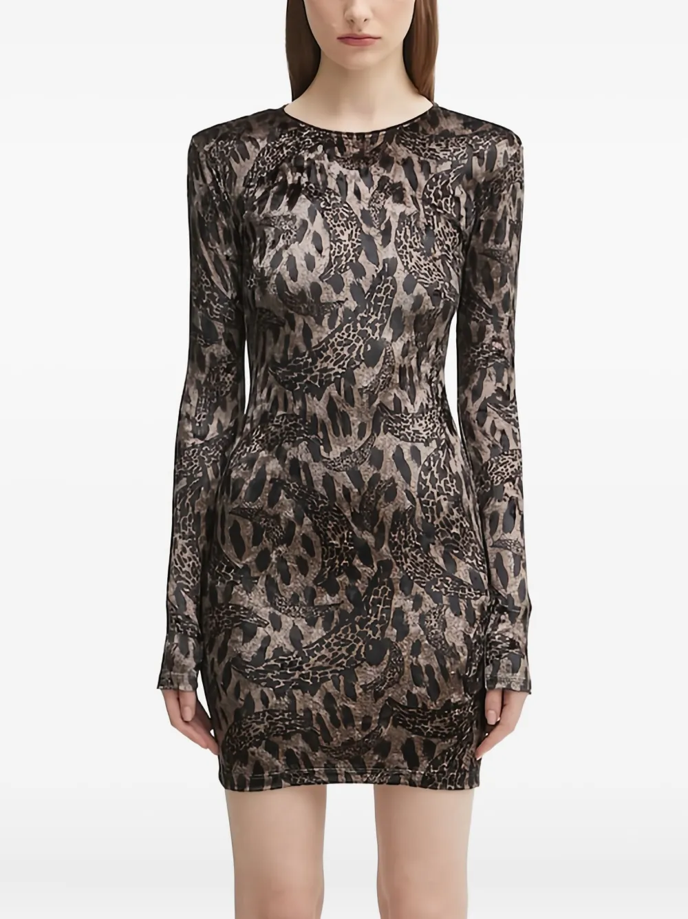Fiorucci long-sleeve print mini dress - ブラウン Fiorucci long-sleeve print mini dress - ブラウン