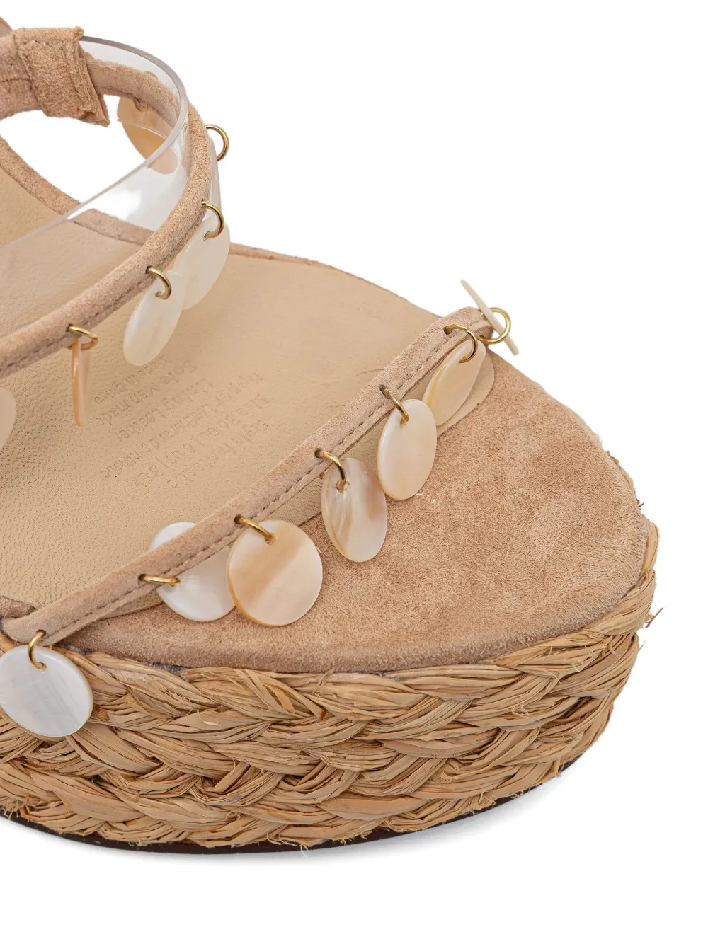 NAKED WOLFE 130mm Fantastic shell-embellished raffia platform espadrilles Neutrals