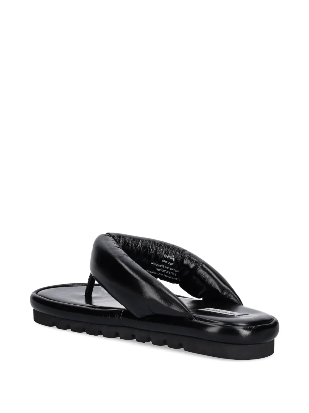 NAKED WOLFE Hilary padded leather thong slides Black