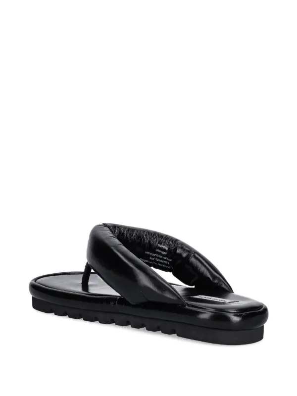 NAKED WOLFE Hilary Padded Leather Thong Slides | Black