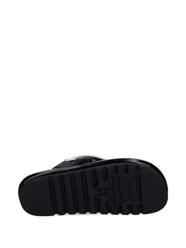 NAKED WOLFE Hilary Padded Leather Thong Slides | Black