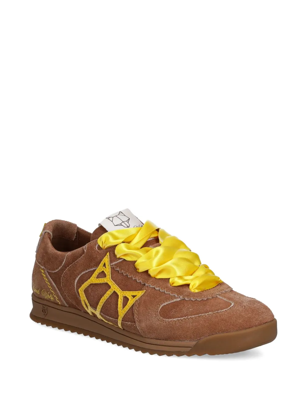 NAKED WOLFE Exposure suede yellow-ribbon sneakers Brown