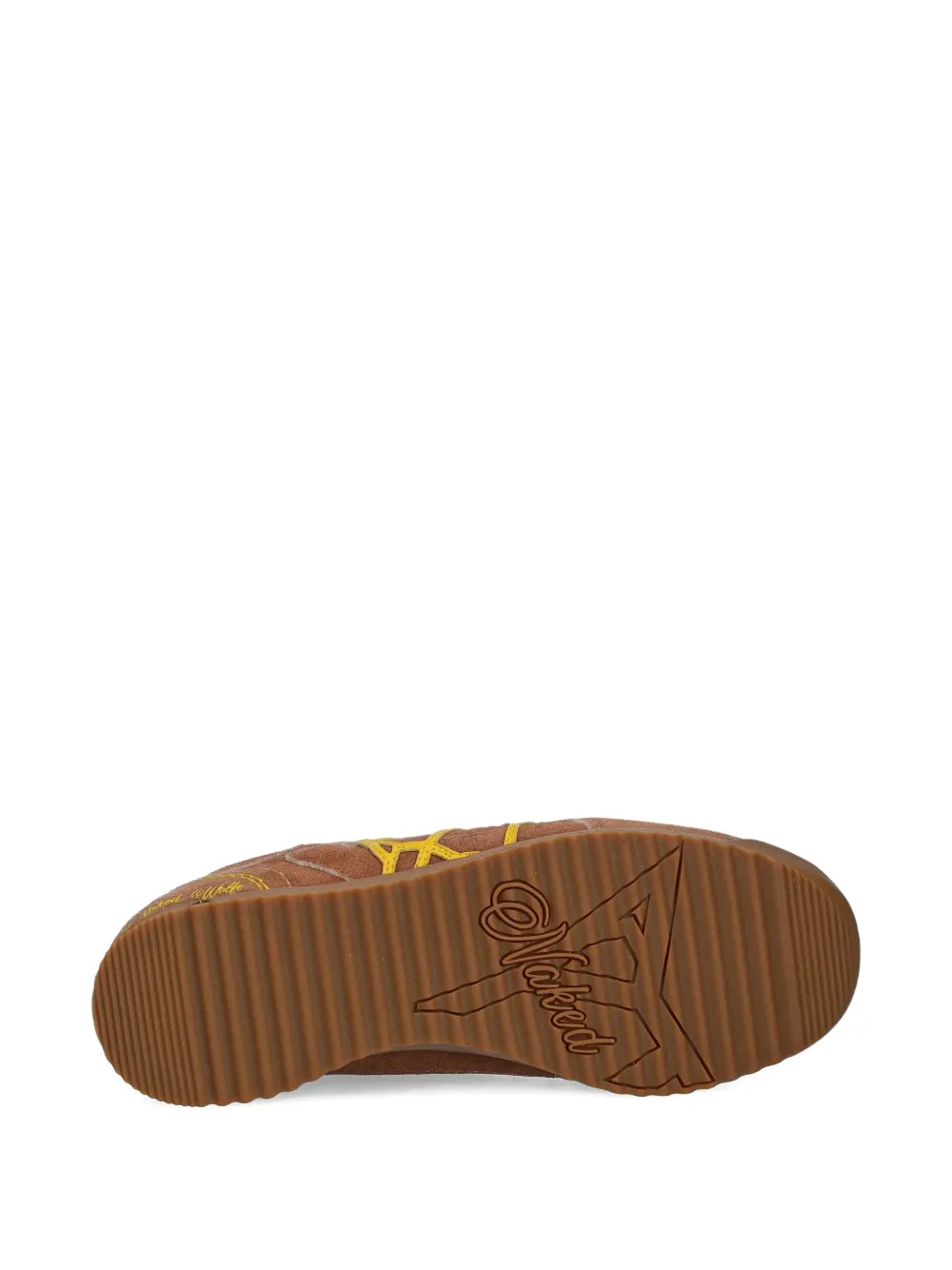 NAKED WOLFE Exposure suede yellow-ribbon sneakers Brown