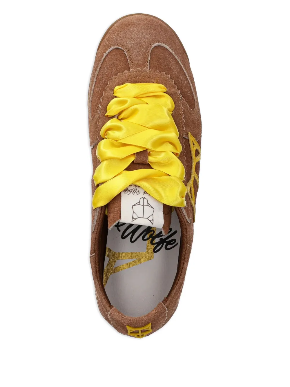 NAKED WOLFE Exposure suede yellow-ribbon sneakers Brown