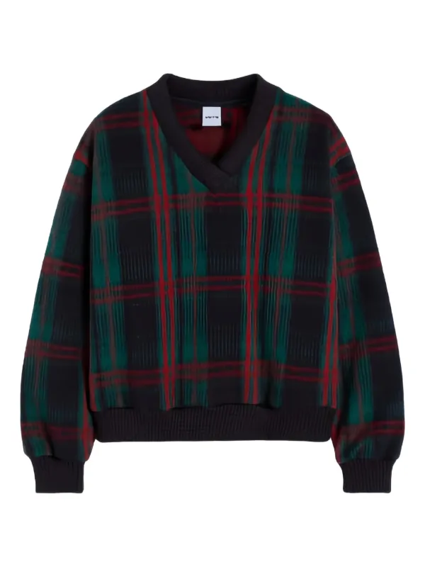 ASPESI V-neck Plaid Sweater in Blue