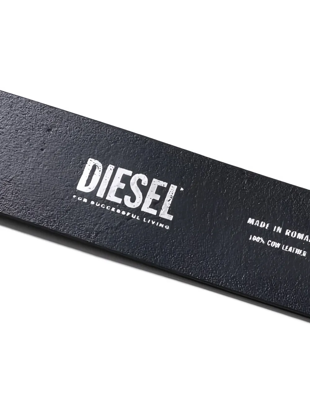 Diesel Leren riem met logogesp Zwart