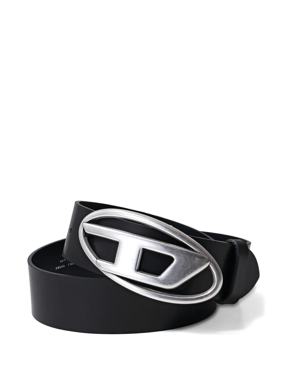 Diesel Leren riem met logogesp - Zwart